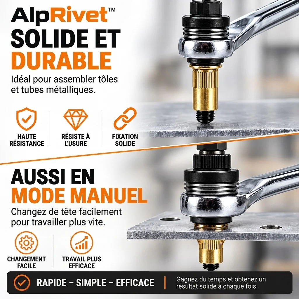 AlpRivet™ – Kit écrous à sertir pour visseuse (M3 à M8)